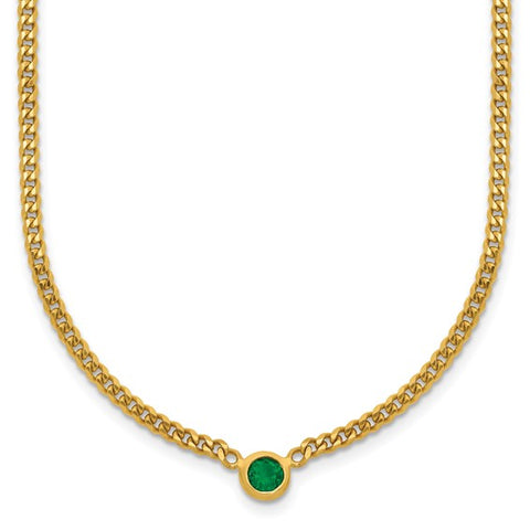 14K Gold Emerald Curb Link Bracelet