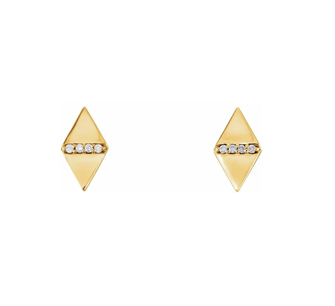 14K Gold .05 CTW Natural Diamond Bar Earrings