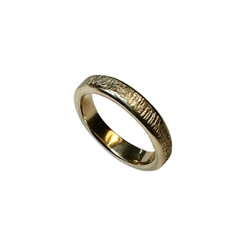 10k Gold Woodgrain Pattern Wedding Band