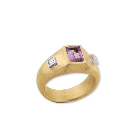 7 Stone Round Rose-Cut Natural Diamond Gold Ring