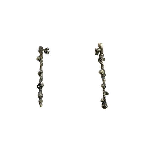 Roots with rubies on hook earrings