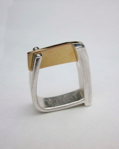Silver square diamond ring set