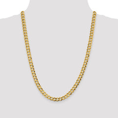 14k Gold 7.2mm Flat Cuban Chain Necklace