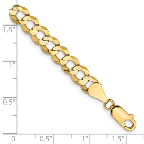 14k Gold 7.2 mm Flat Cuban Chain Bracelet