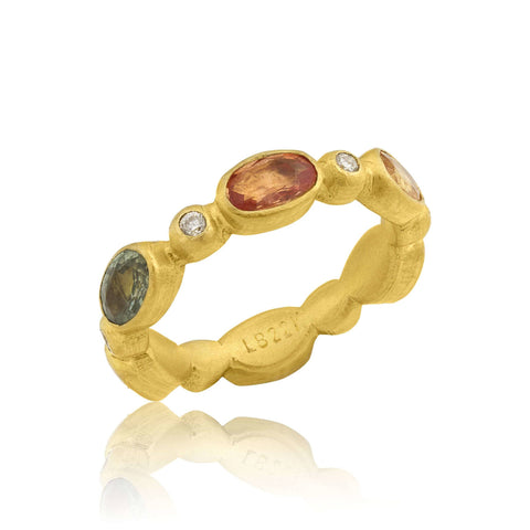 22K Gold Diva Ring with Blue Sapphire & White Diamonds