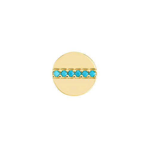 Disc Stud Earrings with Simulated Turquoise