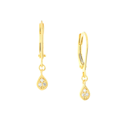 18K Yellow Gold Tassel Earrings with Faceted Grey Diamonds