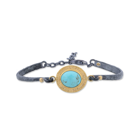 Wild Desert Turquoise Cuff with 18k Gold Balls Accent