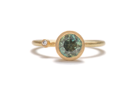 Sterling Silver Wrap Ring with 3mm Round Peridot in 18k Gold Bezel