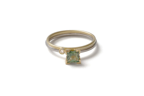 Teal Sapphire Diamond 14k Gold Engagement Ring