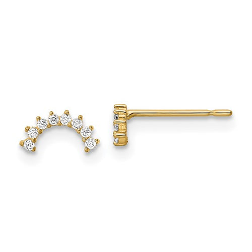 14k Gold Curved CZ Post Earrings