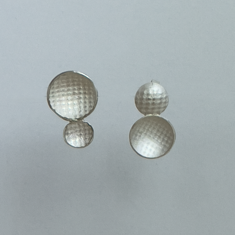 Silver Reticulated Face Cube Earrings