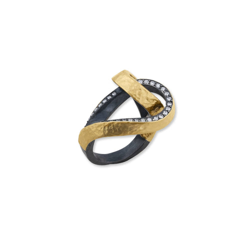 14K Gold Blue Topaz and Diamond Ring