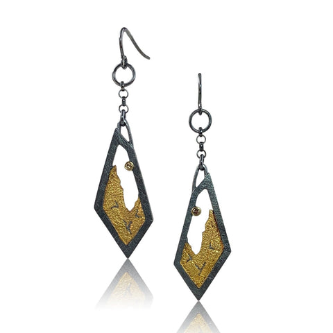 Black Gold Collection Emerald Shape Earrings