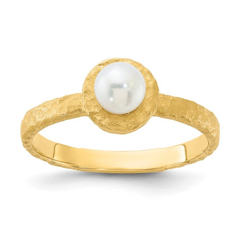 14K Yellow Gold Stackable Wide Wave Ring