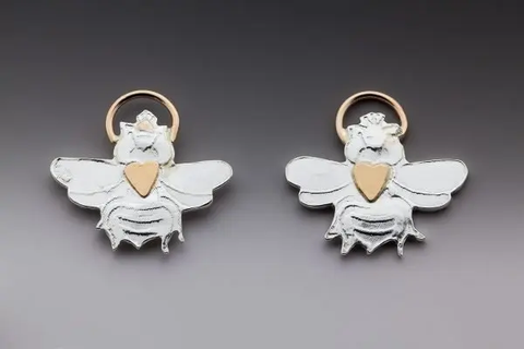 Mini Bee Pendant in Fine Silver