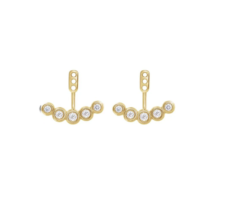 18k Gold XXS Silver Acorn Cup Diamond Stud Earrings