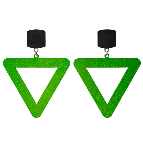 Green Triangle Drop Earrings