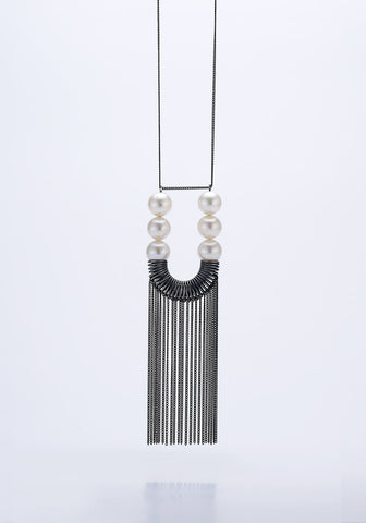 Long Statement Inversion Necklace with Freshwater Pearls