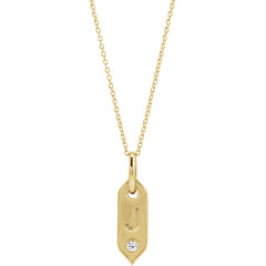 14K Gold Initial Necklace set with .05 CT Diamond