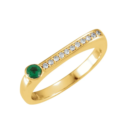 Vintage Inspired 14K Gold 1.55 mm Emerald Anniversary or Wedding Band