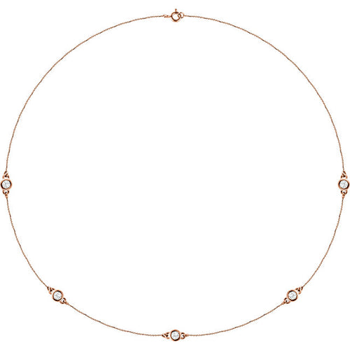14k Gold Diamond Bezel Necklace - Lireille