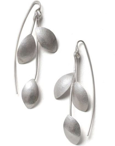 Curved Oval Leaf Earrings