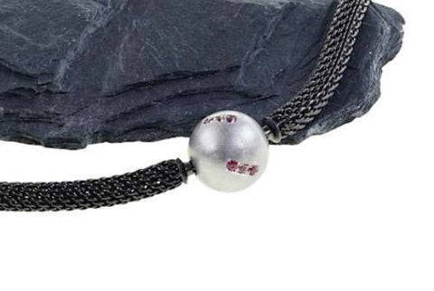 Tahitian Pearl Silver Coral Pendant Accented with Ceylon Sapphire