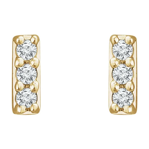 14K Gold .05 CTW Natural Diamond Bar Earrings