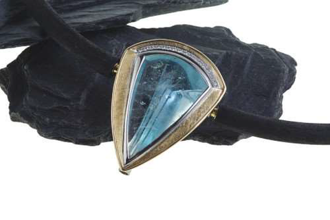 Vario Clasp Aquamarine, Tourmaline and Diamond Pendant