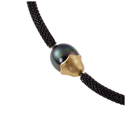 Tahitian Pearl Silver Coral Pendant Accented with Ceylon Sapphire