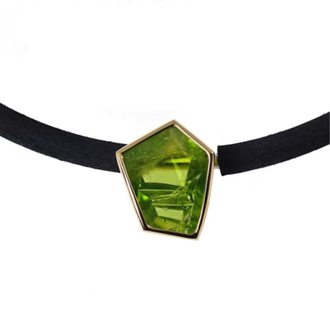 Peridot Silver Drop Pendant with 18k Gold