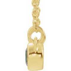 14k Gold 5 MM Aquamarine and 0.06 CTW Diamond Necklace
