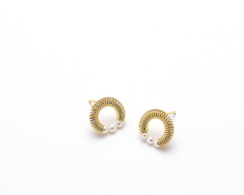 Oxidized Silver Pearl Hoops