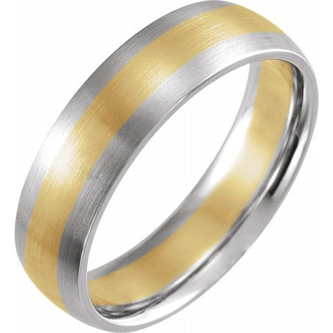 14K Gold 6 mm Two Tone Hammered Texture Design Wedding Band