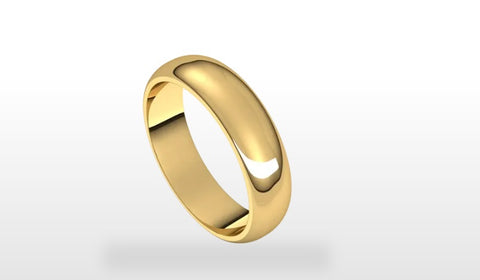 18k Yellow Gold 2 mm Half Round Classic Wedding Band with Brushed Finish