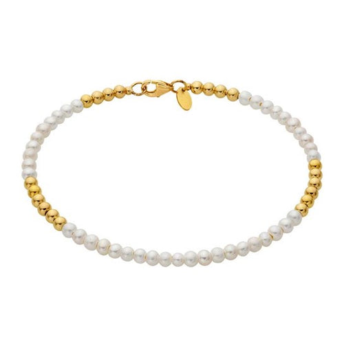 Freshwater Pearls and 14K Yellow Gold Beads Bracelet