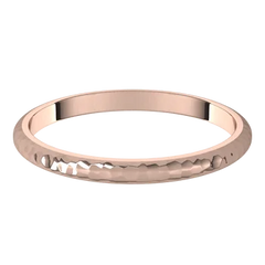 14K Gold 2 mm Half Round Band with Hammered Texture