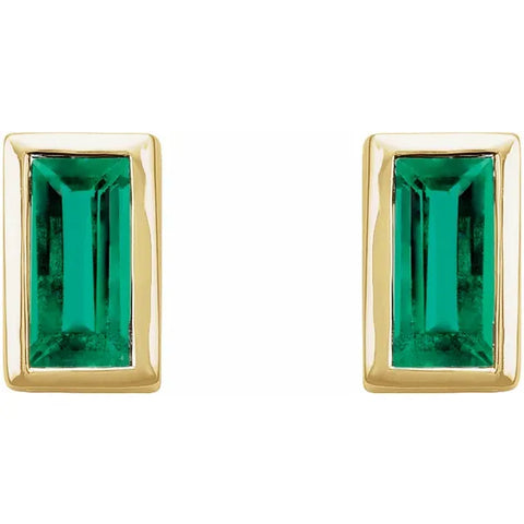 Vintage Style Sterling Silver Lever Back Emerald Earrings