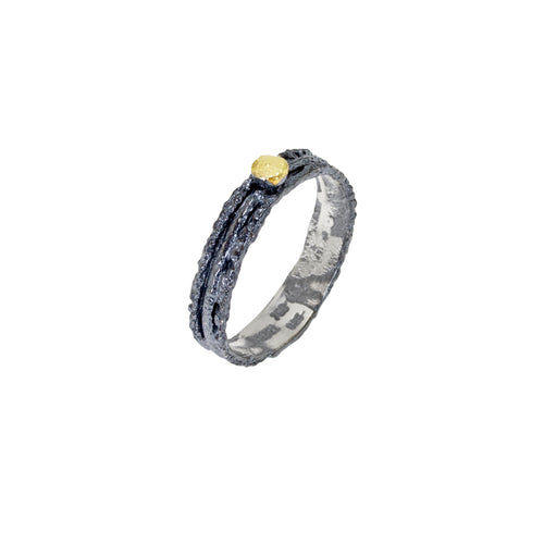 Apostolos Textured Ring with 18k Gold Circle Highlight