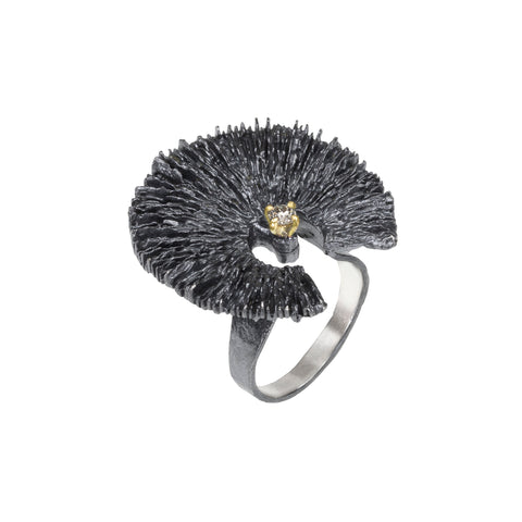 Apostolos Domed Top Ring with Diamond and 18k Gold Highlights