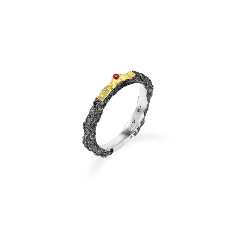 Apostolos 5.5 mm Ring with Ruby and 18k Gold Hightlights