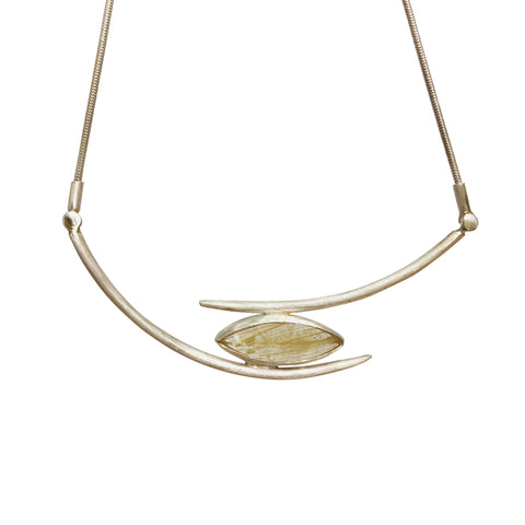 Square Silver Tube Necklace with Tourmaline and 24kt Keum-boo Accent