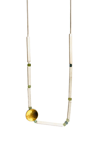 Trompe l'oeil ellipse necklace with 16" cable friction clasp