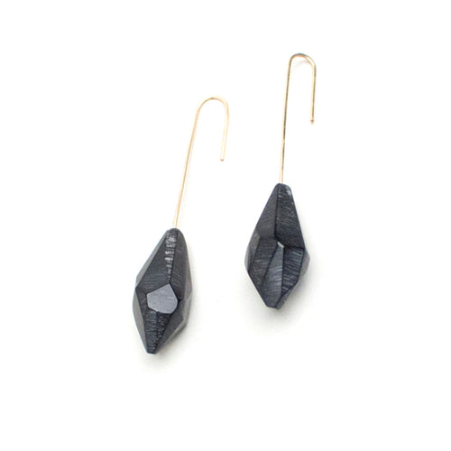 Black Gold Crystal Drop Earrings - Lireille