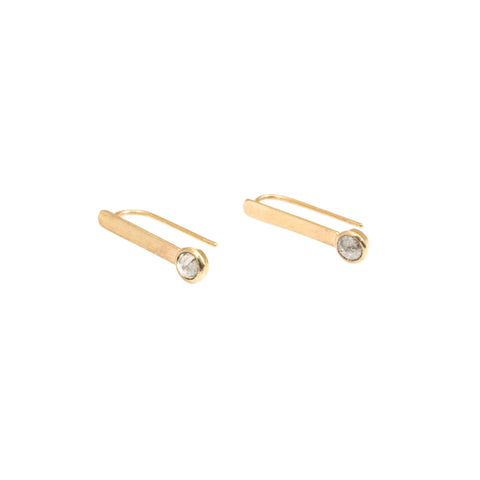 18k Gold Raw Diamond Cube Earrings