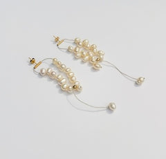 Pearl Cluster Earrings with Freshwater Pearls in White Color