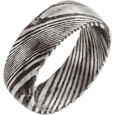 Damascus Steel 8 mm Patterned Flat Band