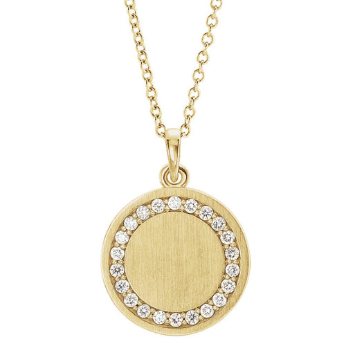 14K Gold 1/5 CTW Diamond Engravable Necklace