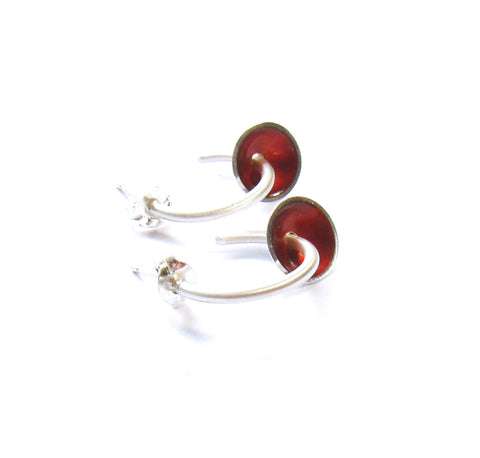 Halo Silver and Colorful Small Enamel Double Drop Earrings